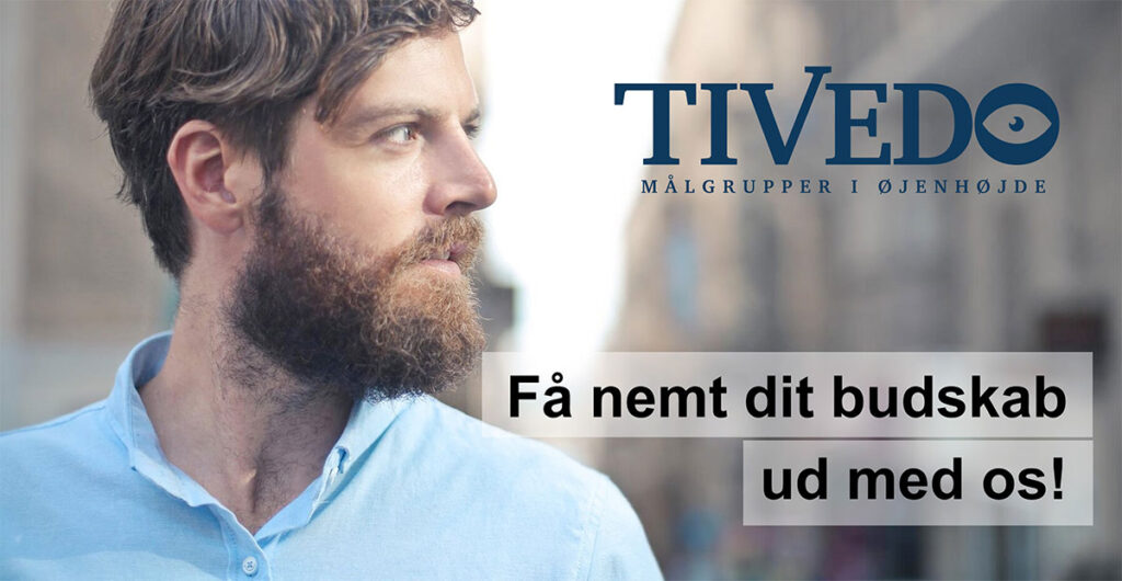 Tivedo logo med mand og budskab